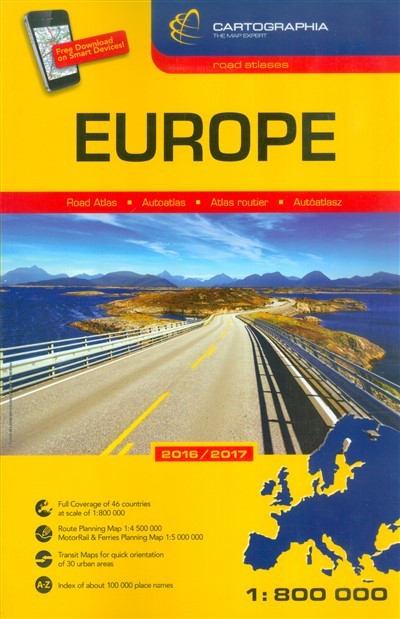 Európa atlasz 1:800 000 2016/2017
