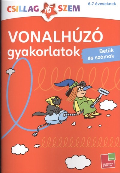 Vonalhúzó gyakorlatok: Betűk és számok - piros /Csillagszem