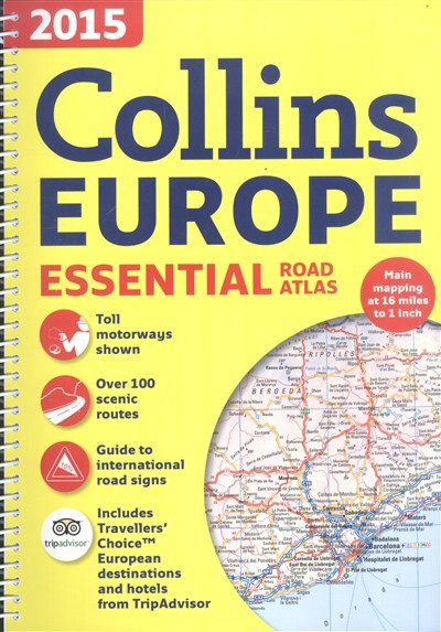COLLINS EUROPE ESSENTIAL ROAD ATLAS 2015.
