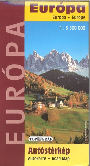 EURÓPA AUTÓSTÉRKÉP 1:3750000
