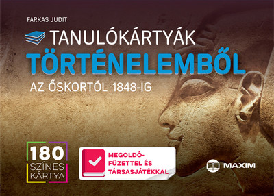 Tanulókártyák történelemből - Az őskortól 1848-ig /180 db színes kártya + 88 oldalas megoldófüzet és játéktábla