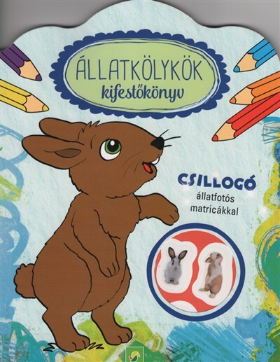 Állatkölykök kifestőkönyv - Csillogó állatfotós matricákkal (nyuszi)