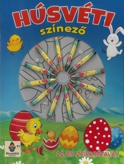 Húsvéti színező - 12 db zsírkrétával §H