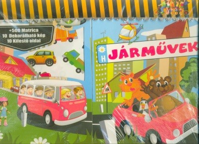 Járművek /+500 matrica, 10 dekorálható kép, 10 kifestő oldal