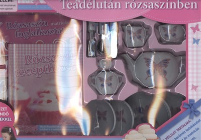 TEADÉLUTÁN RÓZSASZÍNBEN /TEÁSKÉSZLET - RECEPTFÜZET - FOGLALKOZTATÓ