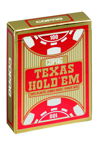 COPAG Texas Hold`em GOLD RED, 2 nagy indexes 100% plasztik póker kártya
