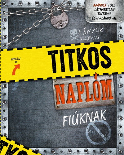 Titkos naplóm - fiúknak /Ajándék toll láthatatlan tintával és uv-lámpával