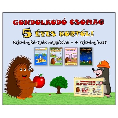 Gondolkodó csomag 5 éves kortól - Rejtvénykártyák nagyítóval + 4