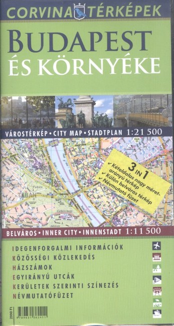 Budapest és környéke várostérkép 1:21500