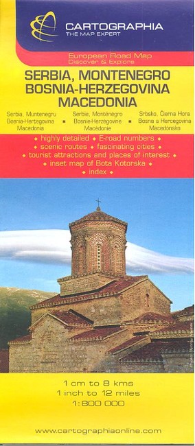 Szerbia, Montenegró, Bosznia-Hercegovina, Macedónia, Koszovó térkép (1:800 000) /Európai autótérképe