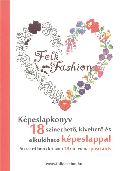 Folkfashion /Képeslapkönyv 18 színezhető, kivehető és elküldhető képeslappal